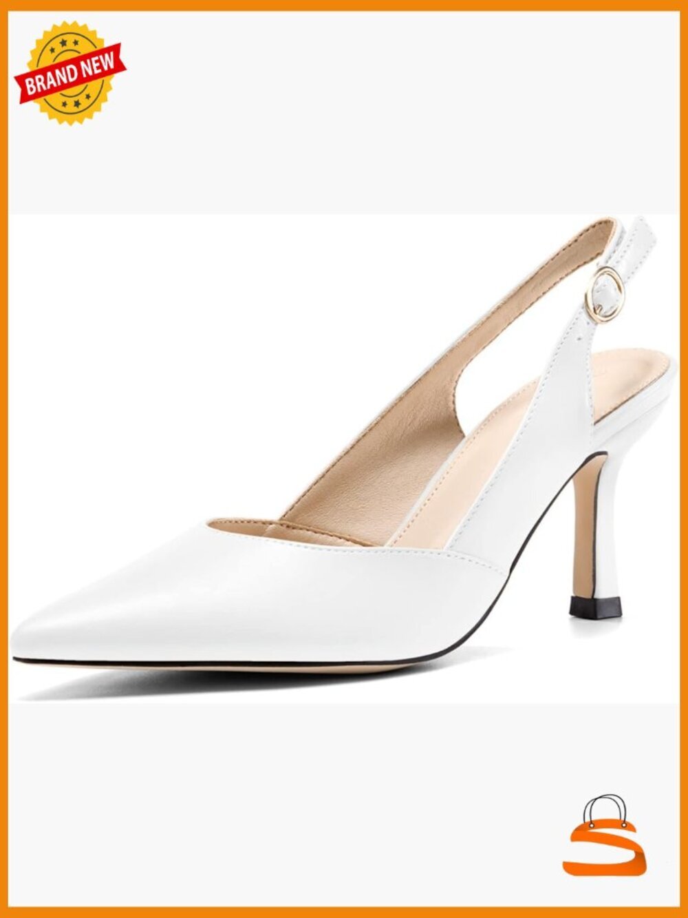 Slingback Kitten Heels Closed Pointed Toe Backless Dress Pumps Shoes - Size 6.5